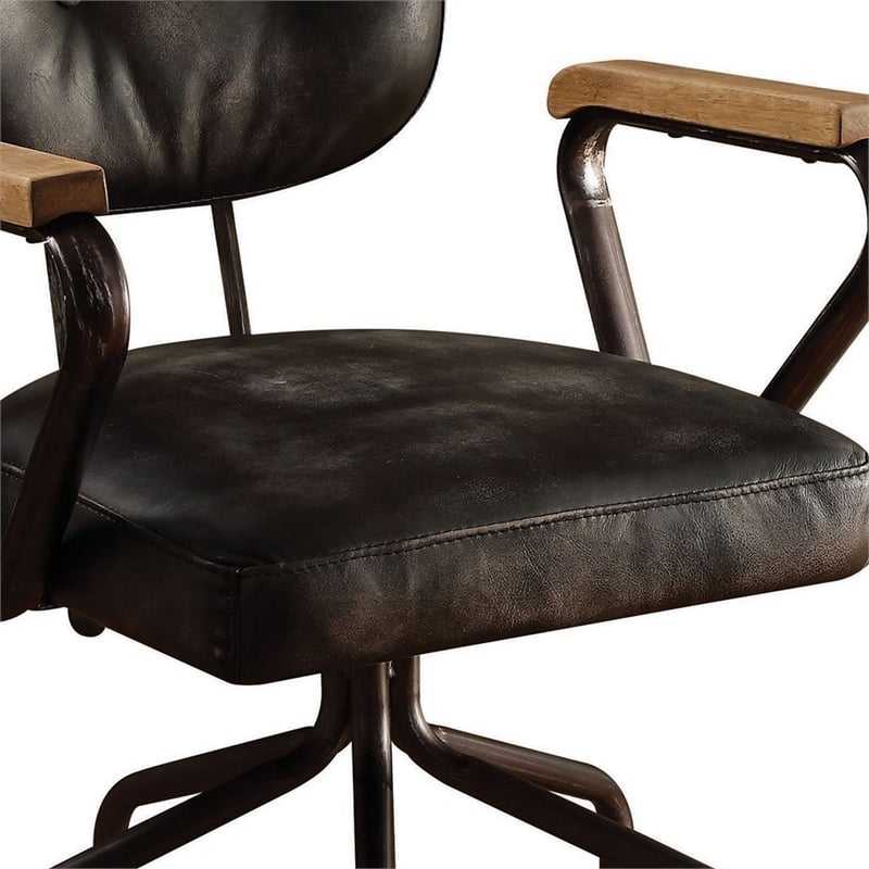 Metal & Leather Executive Office Chair- Black