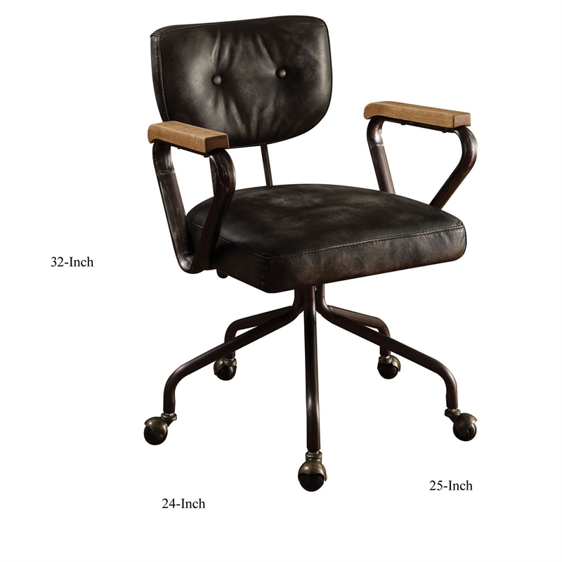 Metal & Leather Executive Office Chair- Black