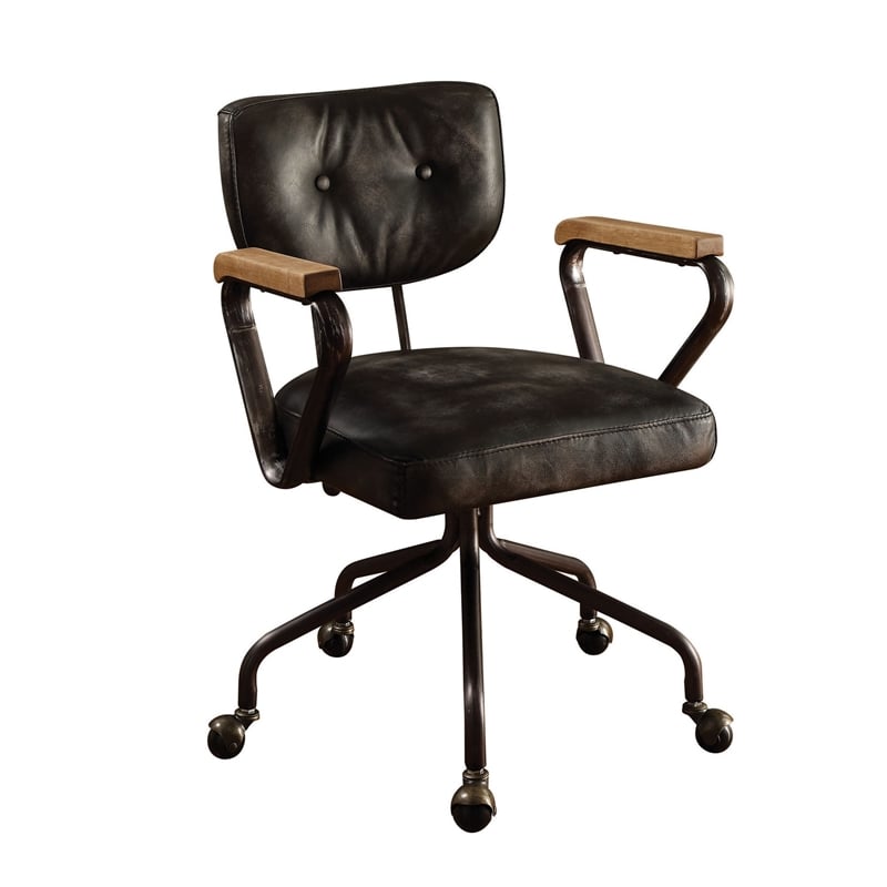Metal & Leather Executive Office Chair- Black