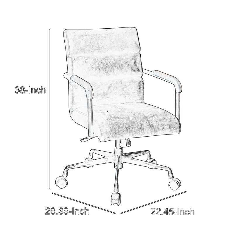 Metal & Leather Executive Office Chair- Antique Brown