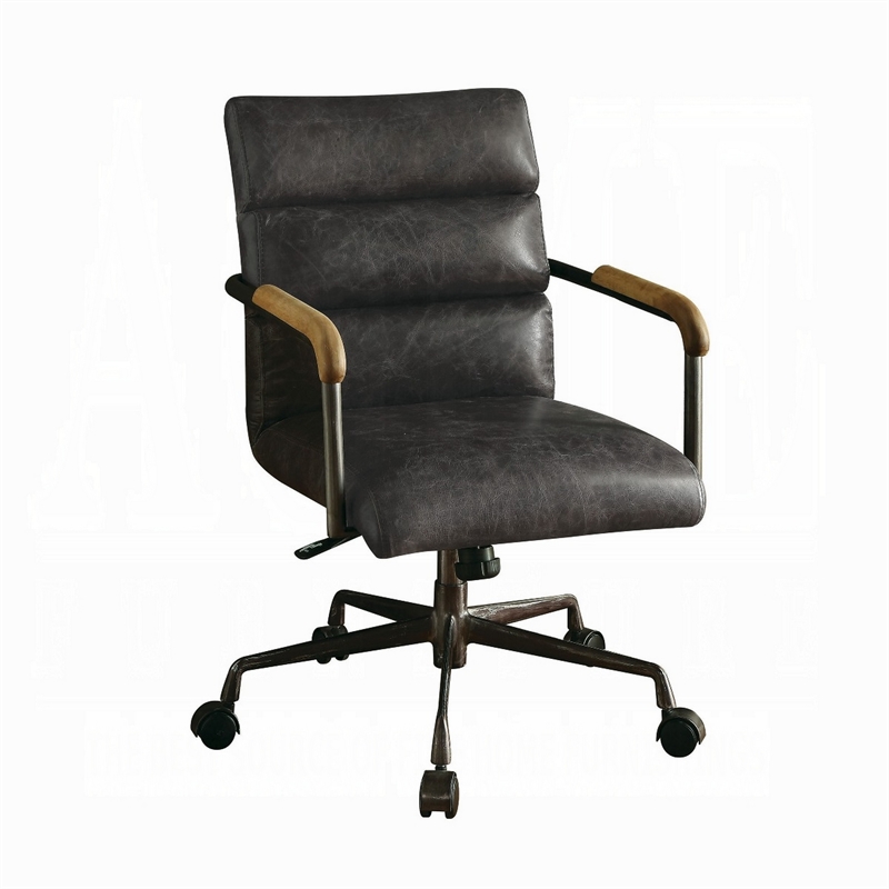 Metal & Leather Executive Office Chair- Antique Brown