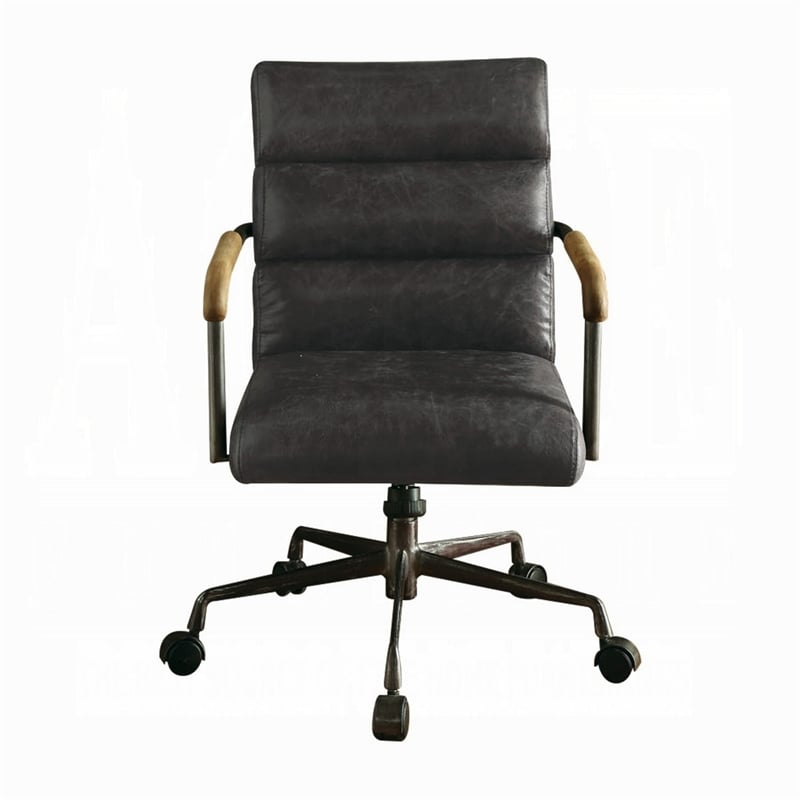 Metal & Leather Executive Office Chair- Antique Brown