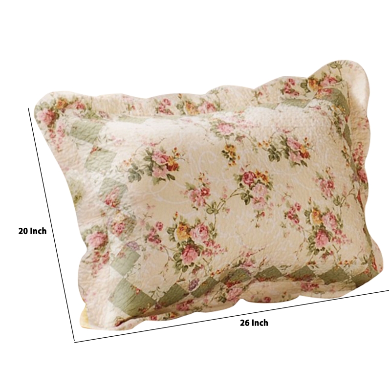 Denali Fabric Standard Size Sham with Floral Prints- Multicolor