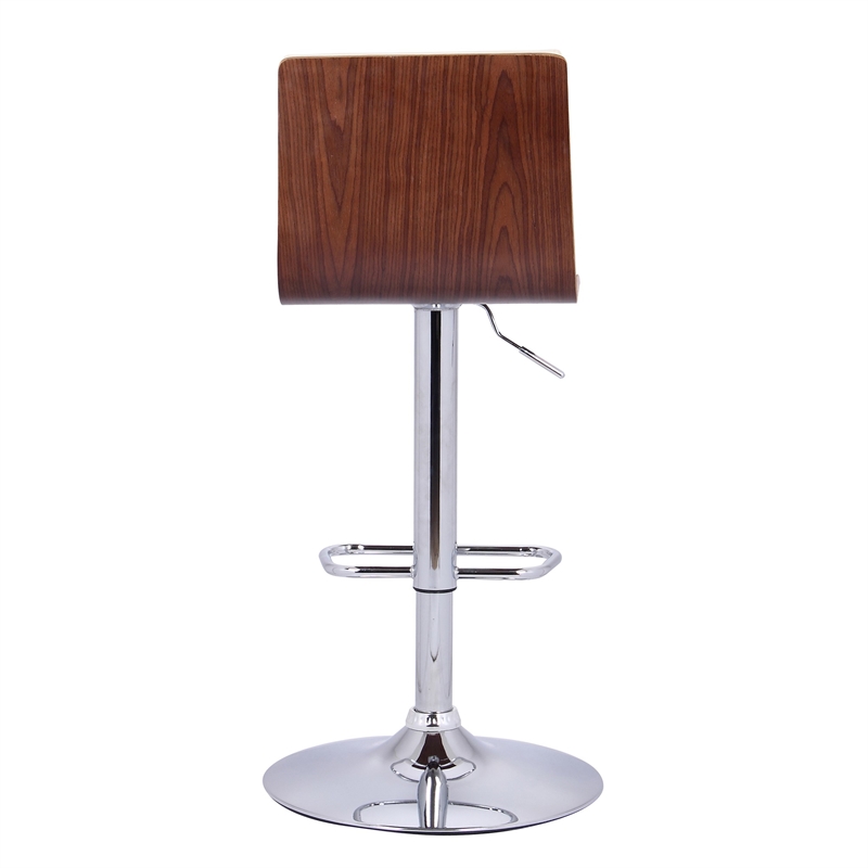 Wooden Support Faux Leather Barstool with Pedestal Base- Cream and Chrome