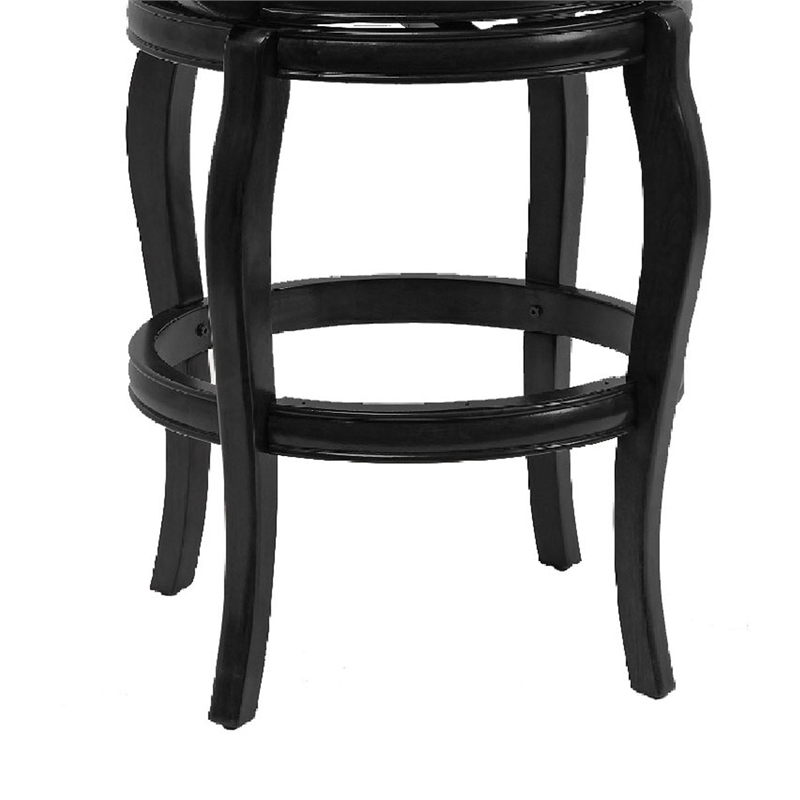 29 Inch 360-Degree Swivel Barstool- Wood- Open Rolled Arms- Black