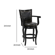 29 Inch 360-Degree Swivel Barstool- Wood- Open Rolled Arms- Black