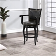 29 Inch 360-Degree Swivel Barstool- Wood- Open Rolled Arms- Black