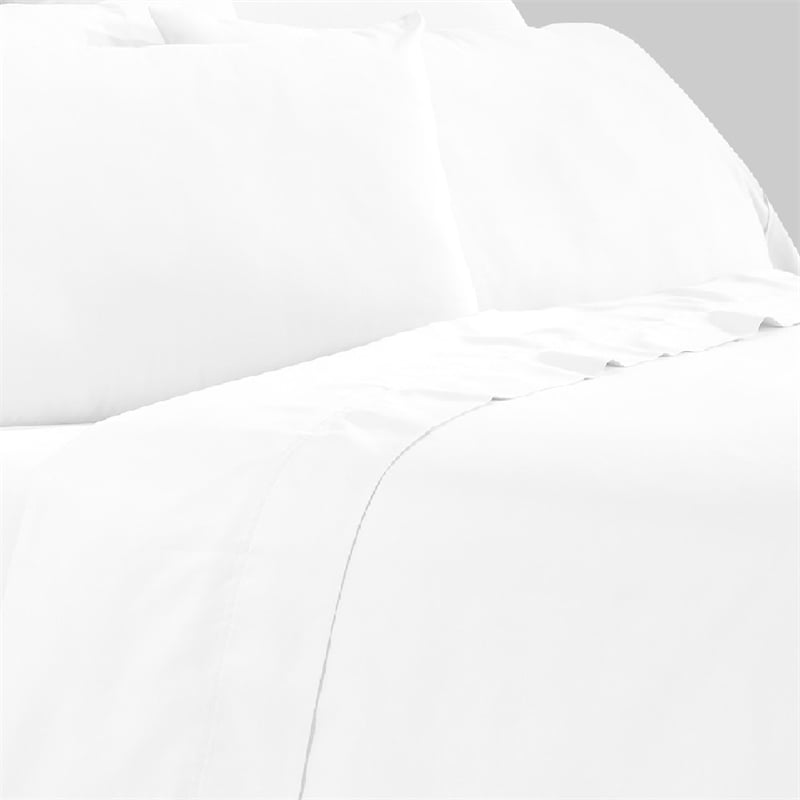 Minka 4 Piece Twin Bed Sheet Set- Soft Microfiber- White