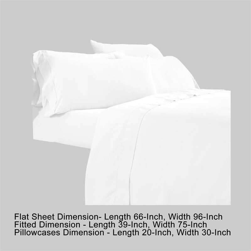 Minka 4 Piece Twin Bed Sheet Set- Soft Microfiber- White