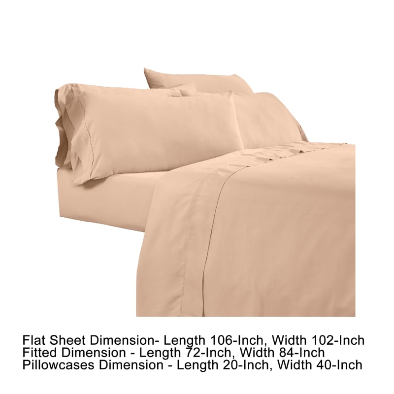 Minka 6 Piece California King Bed Sheet Set- Soft Microfiber- Sand Pink
