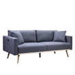 Mico 75 Inch 2 Piece Sofa and Loveseat Set- USB Ports- Dark Gray Fabric