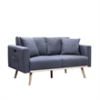 Mico 75 Inch 2 Piece Sofa and Loveseat Set- USB Ports- Dark Gray Fabric