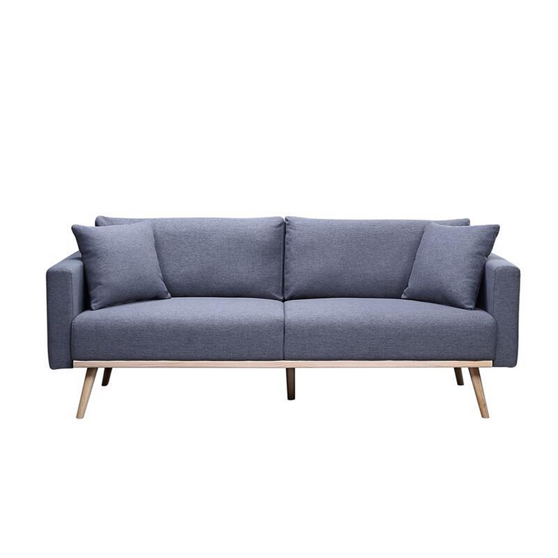 Mico 75 Inch 2 Piece Sofa and Loveseat Set- USB Ports- Dark Gray Fabric