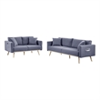 Mico 75 Inch 2 Piece Sofa and Loveseat Set- USB Ports- Dark Gray Fabric