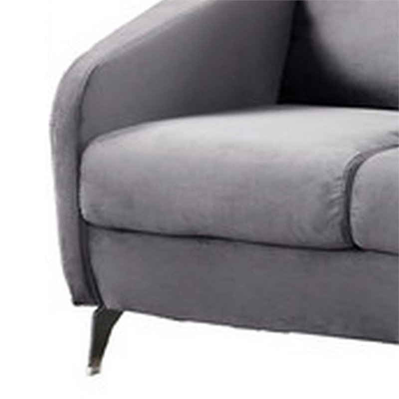 Hida 2 Piece Sofa and Loveseat Set- Diamond Stitching- Smooth Gray Velvet