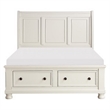 Bency Queen Sleigh Style Platform Bed- 2 Drawer Footboard- Bun Legs- White