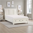 Bency Queen Sleigh Style Platform Bed- 2 Drawer Footboard- Bun Legs- White