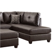 Plushed Bonded Leather 3 Pieces Sectional Set In Brown