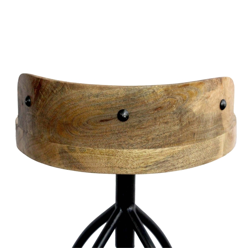 Pia 32-35 Extra Tall Adjustable Barstool- Set of 2-Natural Brown Mango Wood Seat