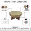 Arden Coffee Table - Round Hammered Metal Top - Mango Wood Base- Antique Brass