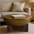Arden Coffee Table - Round Hammered Metal Top - Mango Wood Base- Antique Brass
