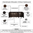 64 Inch Cosmo TV Stand Console- 3-Door Cabinet- Brown & Black Mango Wood