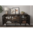 64 Inch Cosmo TV Stand Console- 3-Door Cabinet- Brown & Black Mango Wood