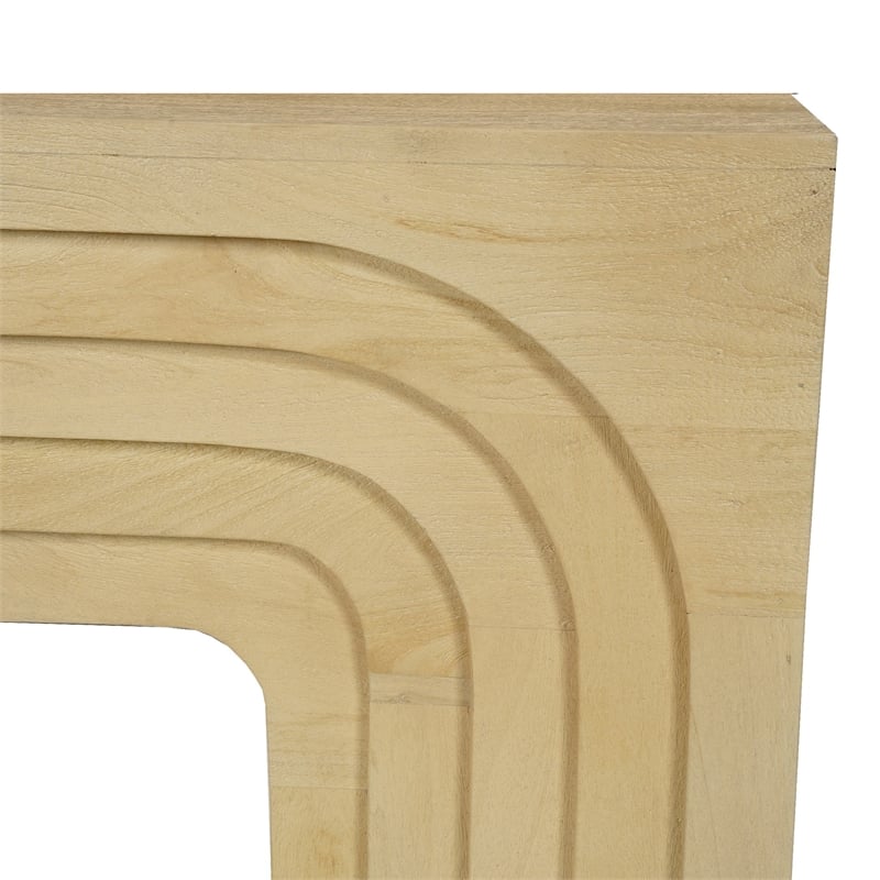 Kesna Console Sofa Table- 53 Inch Sculpted Arch- Light Beige Mango Wood
