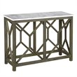 Agas 41 Inch Sofa Console Table-Genuine Marble Top-Sandblasted Gray Mango Wood