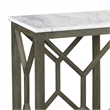 Agas 41 Inch Sofa Console Table-Genuine Marble Top-Sandblasted Gray Mango Wood