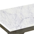 Agas 41 Inch Sofa Console Table-Genuine Marble Top-Sandblasted Gray Mango Wood