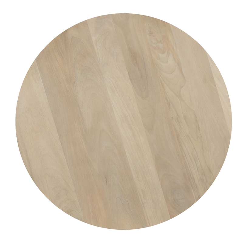 Hazel 17.7 Inch Round Side Table with 3 Pillar Legs-Handcrafted Brown Mango Wood