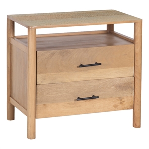 Geti 29 Inch Bedside Nightstand Table- 2 Drawer-Handcrafted Oak White Mango Wood