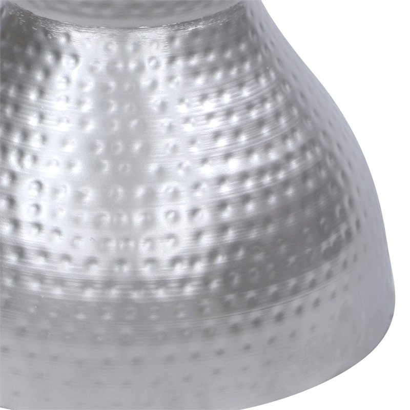 Industrial Style Hammered Texture Iron Stool with Hourglass Shaped Body- Silver