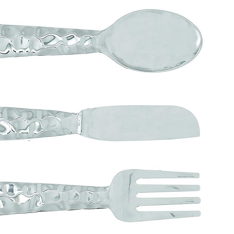 Artistic Cutlery Wall Decor In Aluminum- Set of Three- Silver