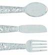 Artistic Cutlery Wall Decor In Aluminum- Set of Three- Silver