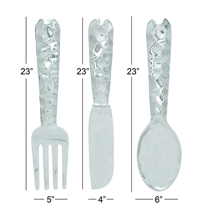 Artistic Cutlery Wall Decor In Aluminum- Set of Three- Silver