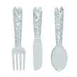 Artistic Cutlery Wall Decor In Aluminum- Set of Three- Silver