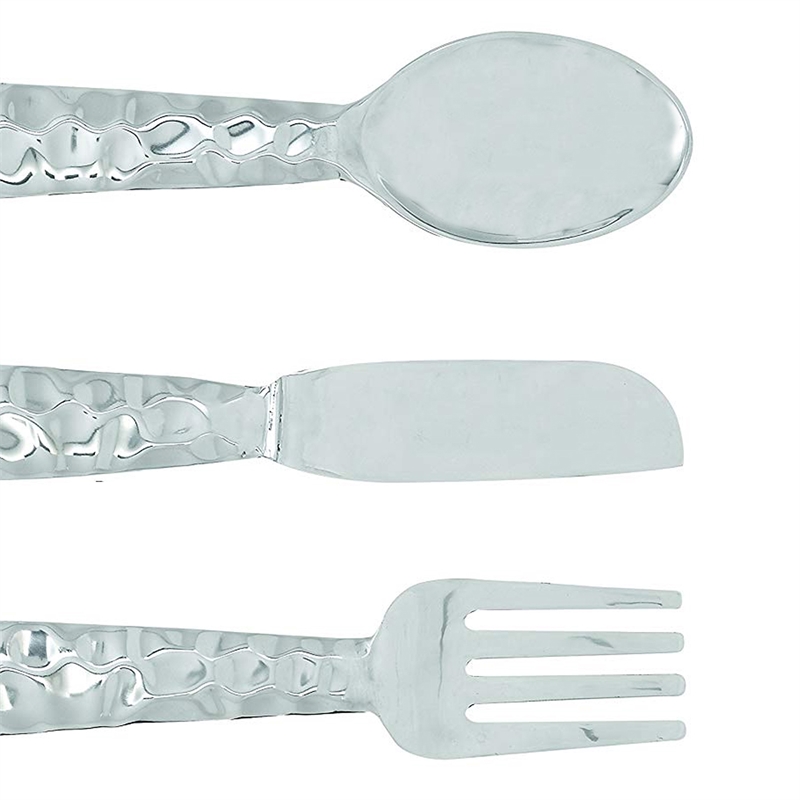 Artistic Cutlery Wall Decor In Aluminum- Set of Three- Silver