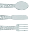 Artistic Cutlery Wall Decor In Aluminum- Set of Three- Silver