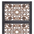 Rectangular Wall Panel with Intricate Floral Carvings- Burnt Black