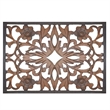 Rectangular Wall Panel with Intricate Floral Carvings- Burnt Black
