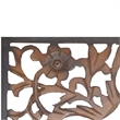 Rectangular Wall Panel with Intricate Floral Carvings- Burnt Black