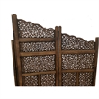Benzara Hand Carved Foldable 4 Panel Wooden Partition Screen/RoomDivider-Brown