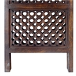 Decorative Four Panel Mango Wood Hinged Room Divider with Circular Cutout Design