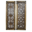 Benzara Floral Hand Carved Wooden Wall Panels- Assortment of Two- Brown