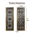Benzara Floral Hand Carved Wooden Wall Panels- Assortment of Two- Brown