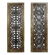 Benzara Floral Hand Carved Wooden Wall Panels- Assortment of Two- Brown