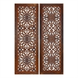 Set of 2 Hand Carved Mango Wood Wall Panels-Burnt Brown Medallion Design