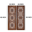 Set of 2 Hand Carved Mango Wood Wall Panels-Burnt Brown Medallion Design